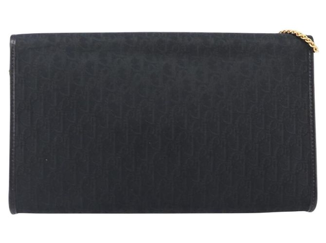 Borsa a tracolla con catena Christian Dior Trotter Canvas Nero Oro Auth 203456 D'oro - vista 3
