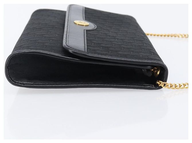 Borsa a tracolla con catena Christian Dior Trotter Canvas Nero Oro Auth 203456 D'oro - vista 4