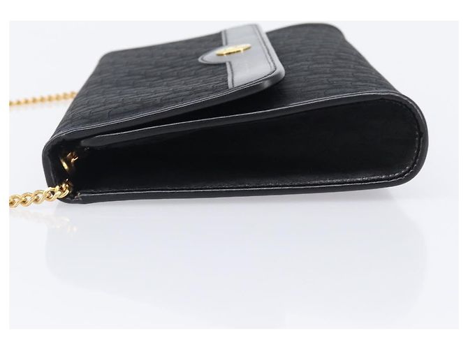 Borsa a tracolla con catena Christian Dior Trotter Canvas Nero Oro Auth 203456 D'oro - vista 5