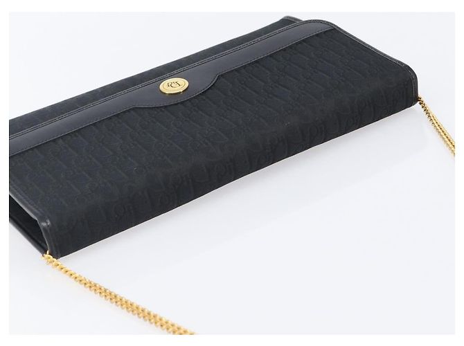 Borsa a tracolla con catena Christian Dior Trotter Canvas Nero Oro Auth 203456 D'oro - vista 6