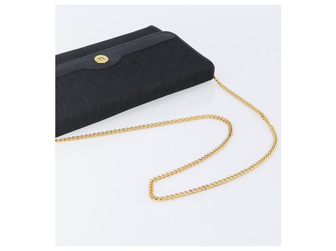Borsa a tracolla con catena Christian Dior Trotter Canvas Nero Oro Auth 203456 D'oro - vista 7
