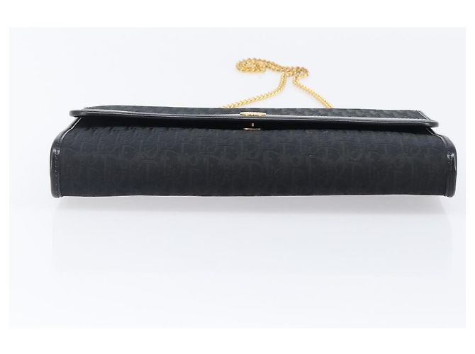 Borsa a tracolla con catena Christian Dior Trotter Canvas Nero Oro Auth 203456 D'oro - vista 9