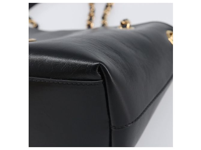 Borsa a tracolla con catena VERSACE in pelle nera e oro Auth 200693V Nero D'oro - vista 10
