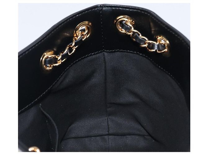 Borsa a tracolla con catena VERSACE in pelle nera e oro Auth 200693V Nero D'oro - vista 18