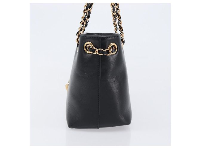 Borsa a tracolla con catena VERSACE in pelle nera e oro Auth 200693V Nero D'oro - vista 4