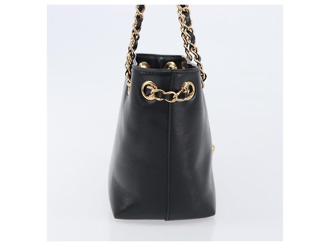 Borsa a tracolla con catena VERSACE in pelle nera e oro Auth 200693V Nero D'oro - vista 5