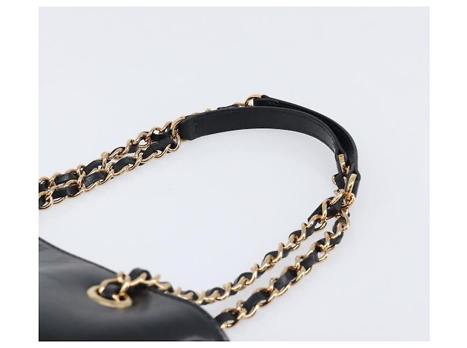 Borsa a tracolla con catena VERSACE in pelle nera e oro Auth 200693V Nero D'oro - vista 8