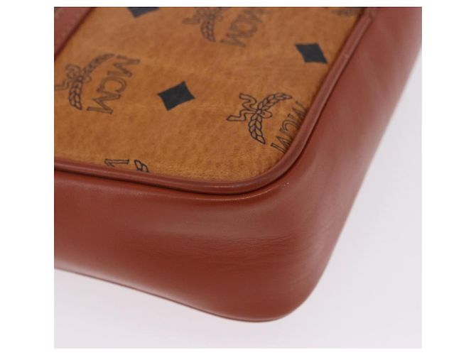 Borsa a tracolla MCM Vicetos PVC Pelle Marrone Tono Oro Auth 203589 - vista 12