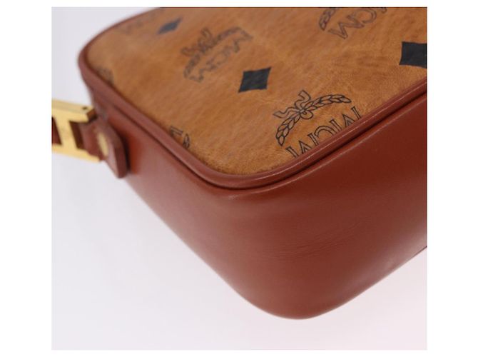 Borsa a tracolla MCM Vicetos PVC Pelle Marrone Tono Oro Auth 203589 - vista 14