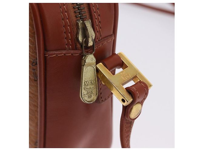 Borsa a tracolla MCM Vicetos PVC Pelle Marrone Tono Oro Auth 203589 - vista 16
