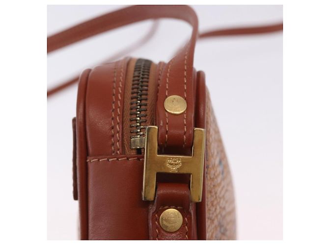Borsa a tracolla MCM Vicetos PVC Pelle Marrone Tono Oro Auth 203589 - vista 17