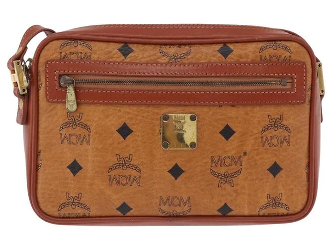 Borsa a tracolla MCM Vicetos PVC Pelle Marrone Tono Oro Auth 203589 - vista 2
