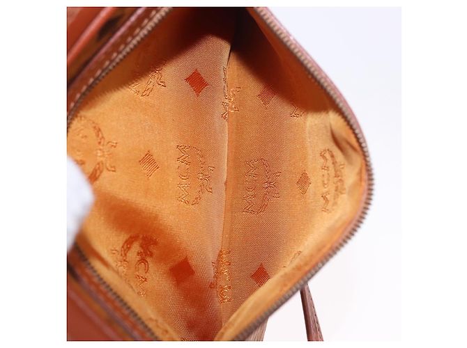 Borsa a tracolla MCM Vicetos PVC Pelle Marrone Tono Oro Auth 203589 - vista 24