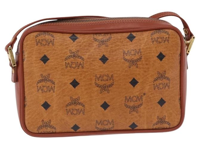 Borsa a tracolla MCM Vicetos PVC Pelle Marrone Tono Oro Auth 203589 - vista 3