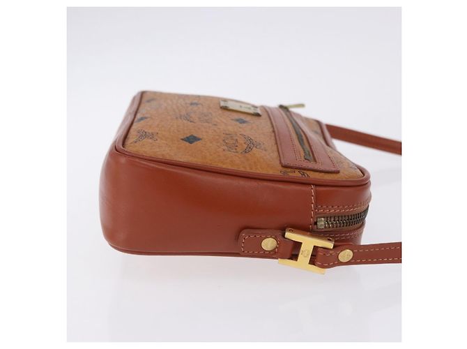 Borsa a tracolla MCM Vicetos PVC Pelle Marrone Tono Oro Auth 203589 - vista 4
