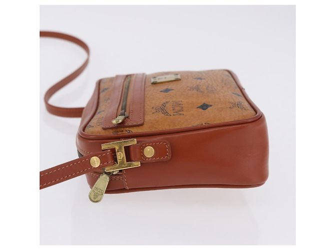 Borsa a tracolla MCM Vicetos PVC Pelle Marrone Tono Oro Auth 203589 - vista 5