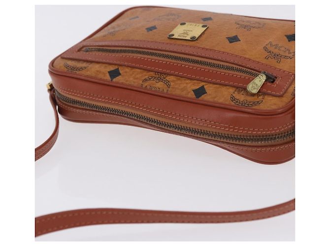 Borsa a tracolla MCM Vicetos PVC Pelle Marrone Tono Oro Auth 203589 - vista 6