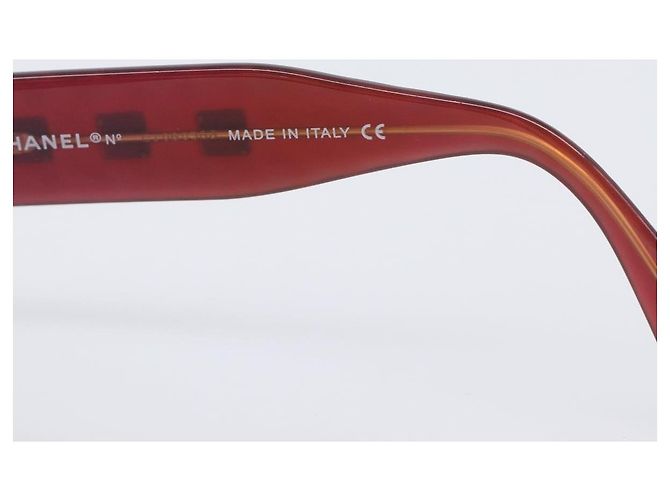 Occhiali da sole CHANEL Plastica Rosso Tono Oro CC Auth ka6179 - vista 10