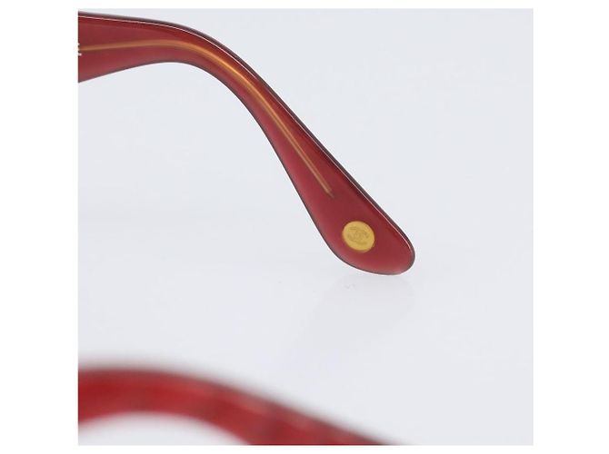 Occhiali da sole CHANEL Plastica Rosso Tono Oro CC Auth ka6179 - vista 11
