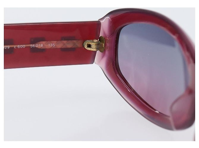 Occhiali da sole CHANEL Plastica Rosso Tono Oro CC Auth ka6179 - vista 13