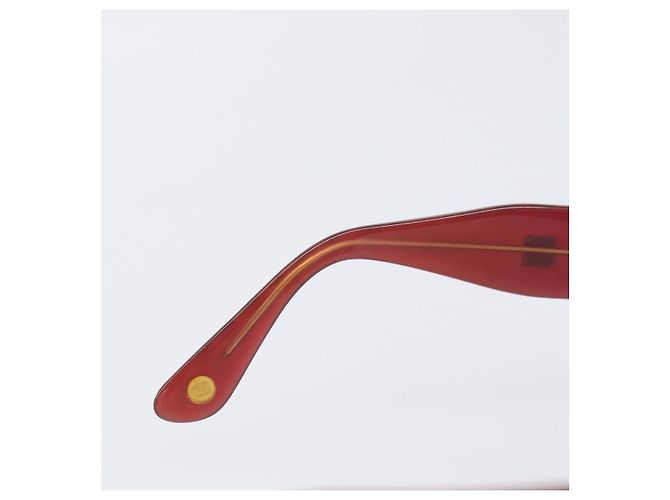 Occhiali da sole CHANEL Plastica Rosso Tono Oro CC Auth ka6179 - vista 14