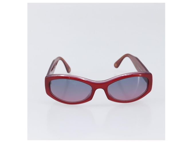 Occhiali da sole CHANEL Plastica Rosso Tono Oro CC Auth ka6179 - vista 2