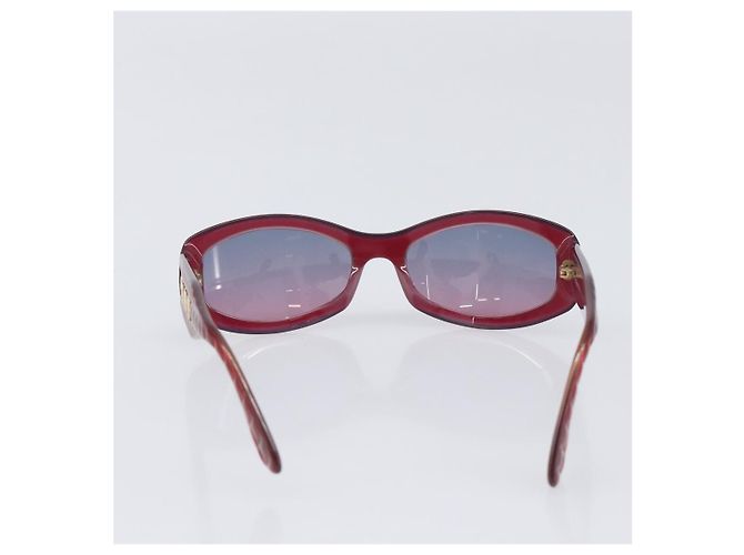 Occhiali da sole CHANEL Plastica Rosso Tono Oro CC Auth ka6179 - vista 3