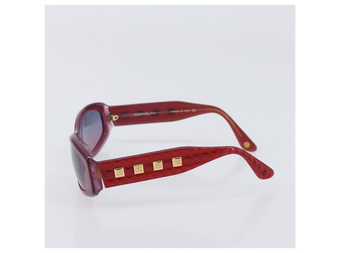 Occhiali da sole CHANEL Plastica Rosso Tono Oro CC Auth ka6179 - vista 4