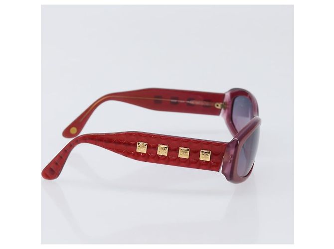 Occhiali da sole CHANEL Plastica Rosso Tono Oro CC Auth ka6179 - vista 5