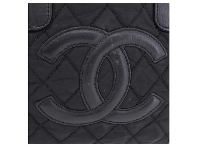 Borsa Tote CHANEL Paris New York Line Matelasse Nylon Nero Argento CC Auth 203206A - vista 3