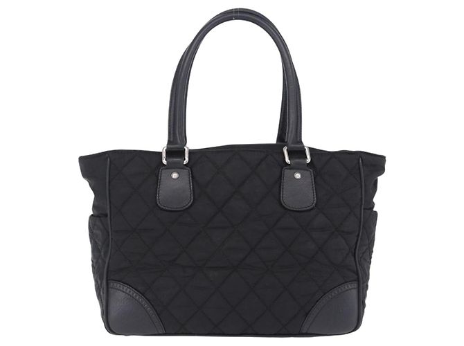 Borsa Tote CHANEL Paris New York Line Matelasse Nylon Nero Argento CC Auth 203206A - vista 4