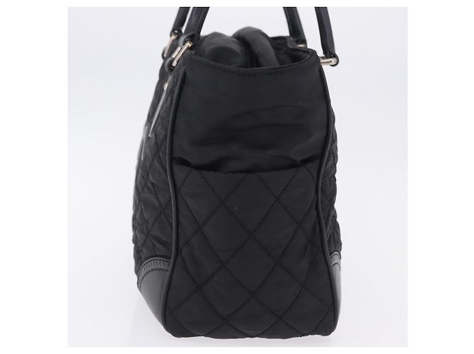 Borsa Tote CHANEL Paris New York Line Matelasse Nylon Nero Argento CC Auth 203206A - vista 5