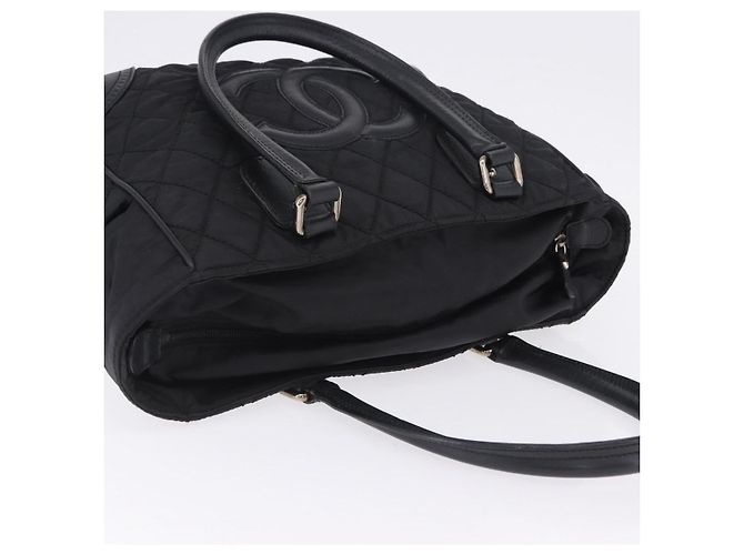 Borsa Tote CHANEL Paris New York Line Matelasse Nylon Nero Argento CC Auth 203206A - vista 7