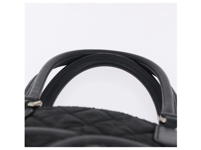 Borsa Tote CHANEL Paris New York Line Matelasse Nylon Nero Argento CC Auth 203206A - vista 9