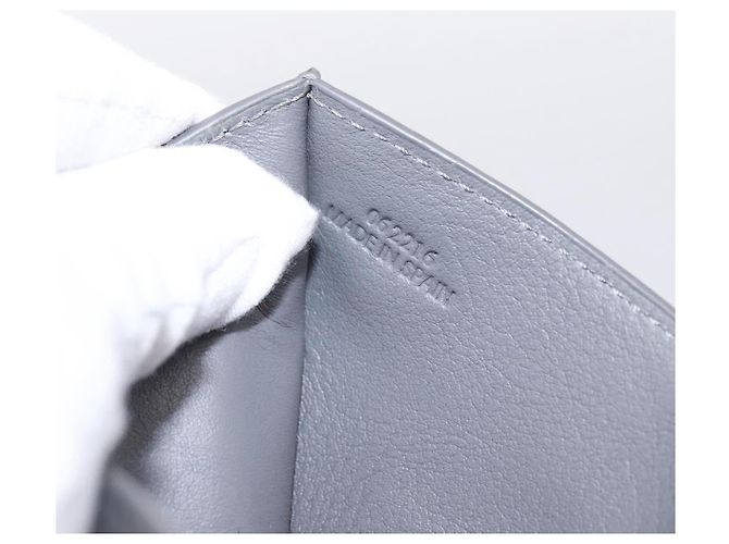 LOEWE Anagram Trifold Wallet Leather Gray Silver Auth 203094A Brown Silvery - view 12