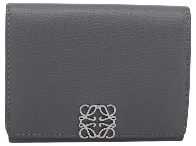 LOEWE Anagram Trifold Wallet Leather Gray Silver Auth 203094A Brown Silvery - view 13