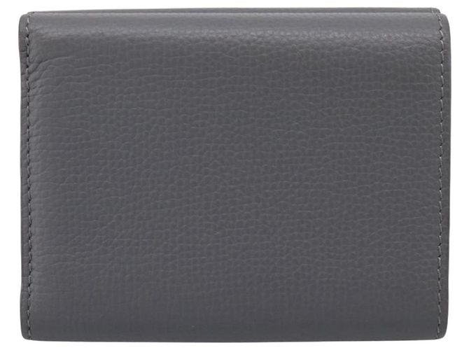 LOEWE Anagram Trifold Wallet Leather Gray Silver Auth 203094A Brown Silvery - view 2
