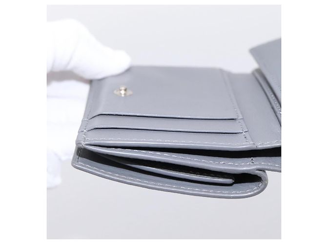 LOEWE Anagram Trifold Wallet Leather Gray Silver Auth 203094A Brown Silvery - view 22