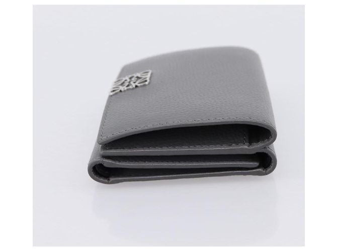 LOEWE Anagram Trifold Wallet Leather Gray Silver Auth 203094A Brown Silvery - view 4