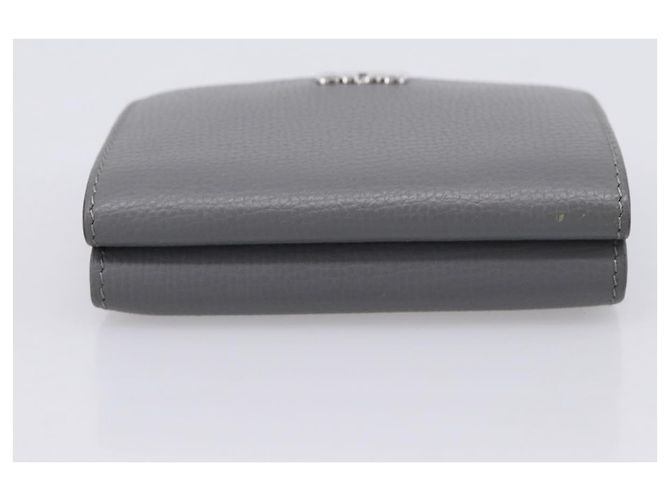 LOEWE Anagram Trifold Wallet Leather Gray Silver Auth 203094A Brown Silvery - view 5