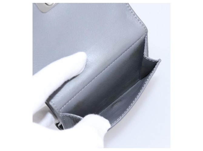 LOEWE Anagram Trifold Wallet Leather Gray Silver Auth 203094A Brown Silvery - view 9