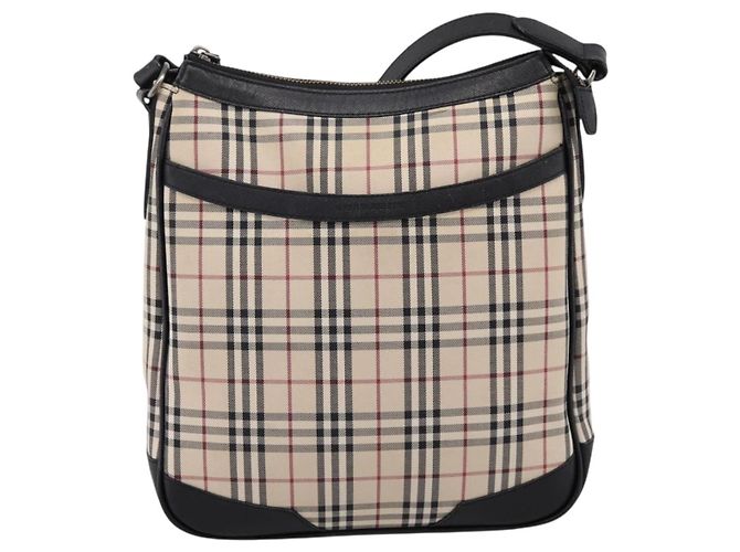 Borsa a tracolla BURBERRY Nova Check Canvas Beige Silver Auth ka6064 Argento - vista 2