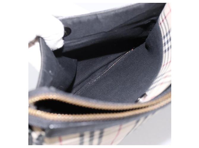 Borsa a tracolla BURBERRY Nova Check Canvas Beige Silver Auth ka6064 Argento - vista 21
