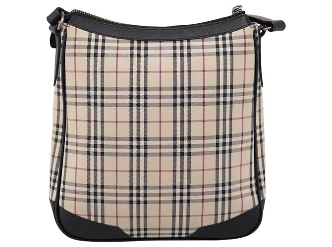 Borsa a tracolla BURBERRY Nova Check Canvas Beige Silver Auth ka6064 Argento - vista 3