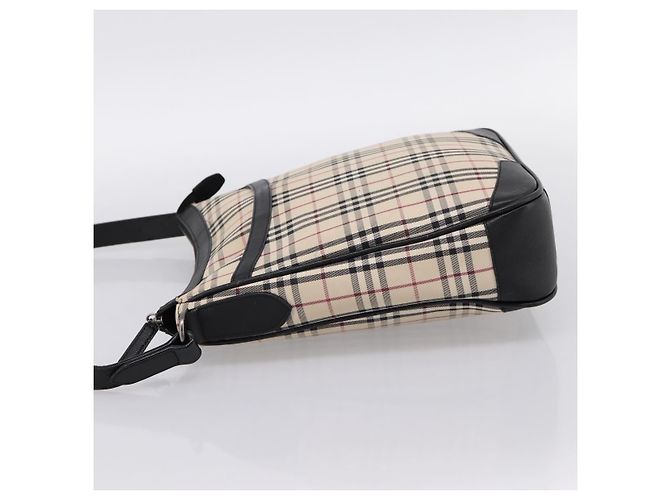 Borsa a tracolla BURBERRY Nova Check Canvas Beige Silver Auth ka6064 Argento - vista 4