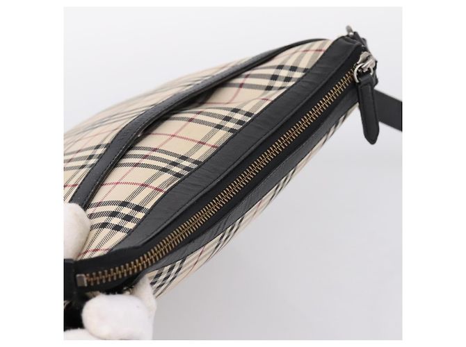 Borsa a tracolla BURBERRY Nova Check Canvas Beige Silver Auth ka6064 Argento - vista 6