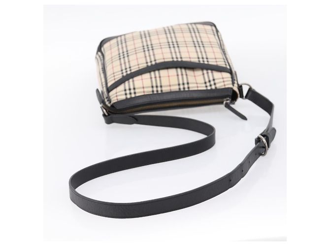 Borsa a tracolla BURBERRY Nova Check Canvas Beige Silver Auth ka6064 Argento - vista 7