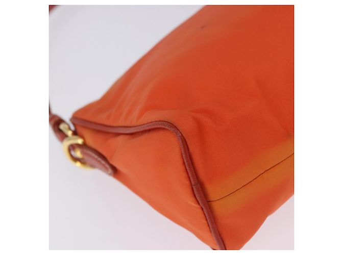 Borsa a tracolla PRADA Nylon Orange Gold Auth 202922A D'oro Arancione - vista 13
