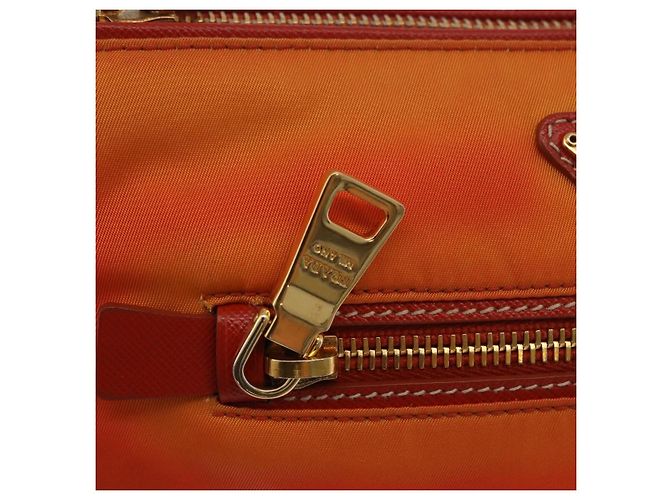 Borsa a tracolla PRADA Nylon Orange Gold Auth 202922A D'oro Arancione - vista 16