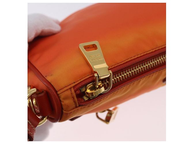 Borsa a tracolla PRADA Nylon Orange Gold Auth 202922A D'oro Arancione - vista 17